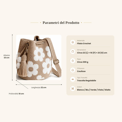 Borsa Luna Secchiello - Crochet Floreale